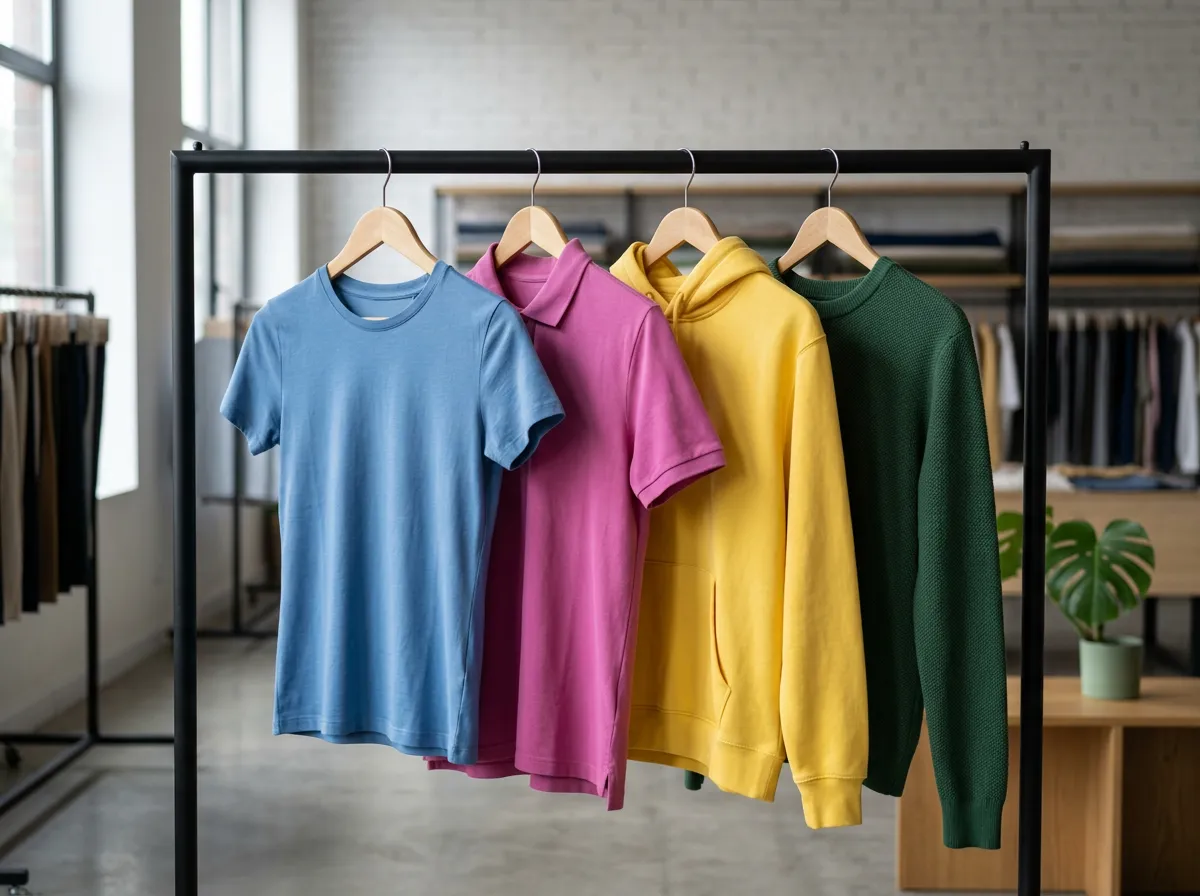 Ropa básica doblada en estante